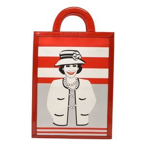 Chanel Coco Chanel Mademoiselle Tote Handbag Patent Leather Red Red Silver White